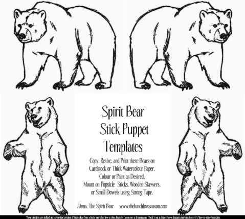 Spirit Bear Stick Puppet Templates